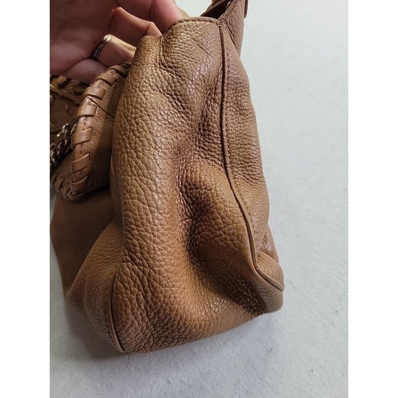 Tory Burch Marion Whipstitch Leather Saddle Convertible Chain Crossbody Tan Bag - Picture 12 of 16